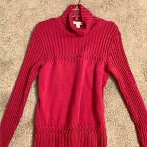 Women's Bright Pink Turtleneck Sweater